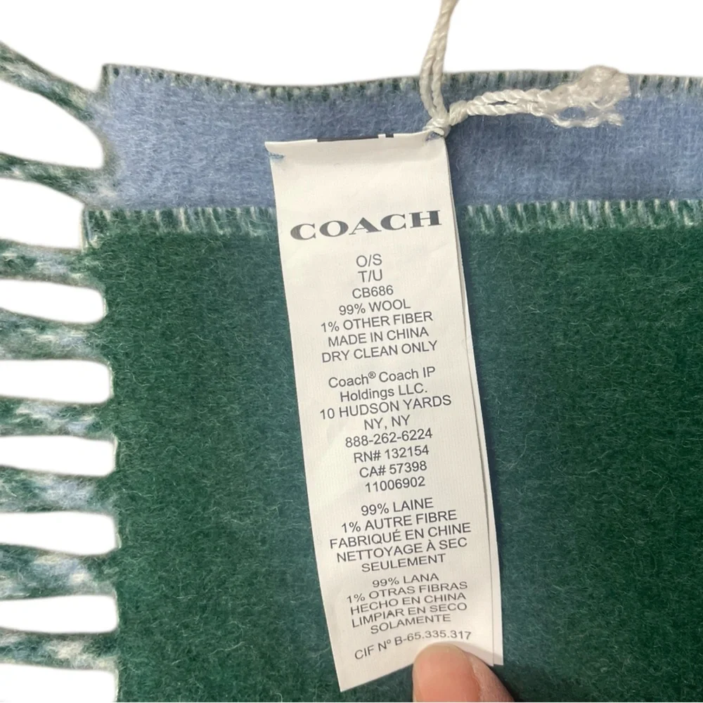 Coach Reversible Colorblock Varsity Print Oversized Muffler/ Scarf NWT